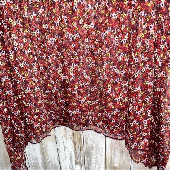 Lane Bryant Floral Sheer Flowy Button Front Blouse - Picture 5 of 9